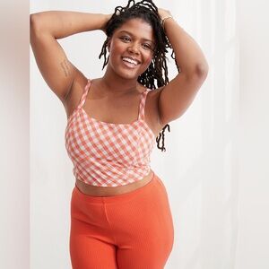 AERIE Cropped Gingham Plaid Corset Tank Top NWT Size Medium